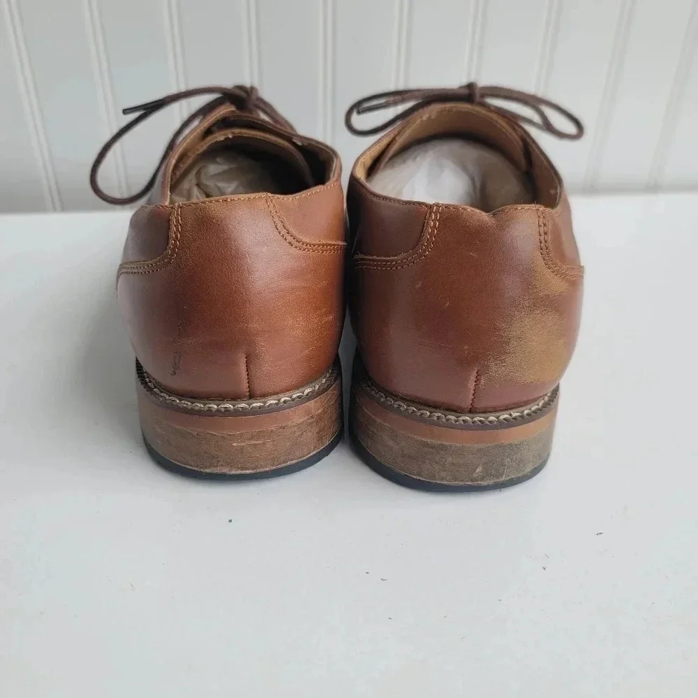 Joseph Abboud  Plain Toe Oxford Leather Shoes Mens 9.5 D Tan Brown 414705